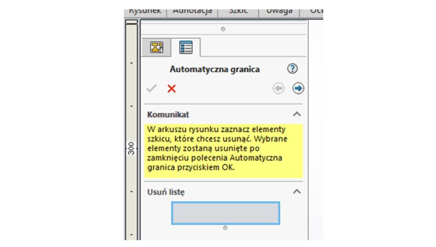 Generowanie ramki wewnątrz arkusza SOLIDWORKS