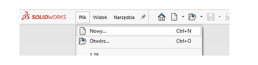 Okno SOLIDWORKS pozwalające na wybór szablonu
