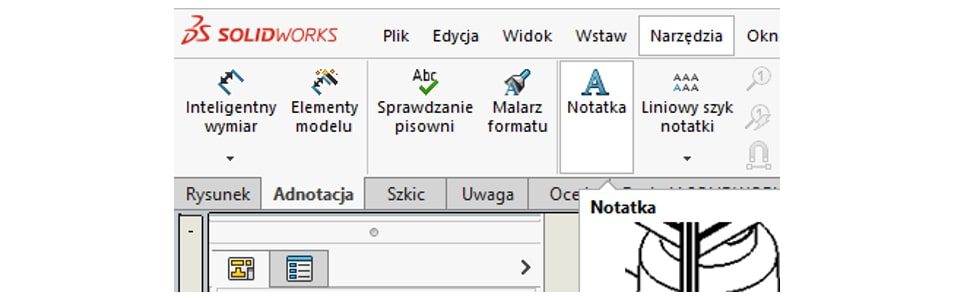 Tworzenie formatowanego napisu w arkuszu SOLIDWORKS