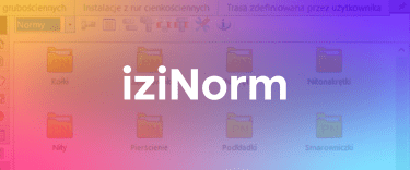 Baner z oknem programu oraz logo iziNorm