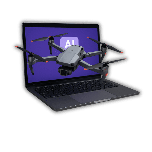 Laptop z programem Leo AI na ekranie