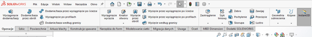 Interfejs SOLIDWORKS