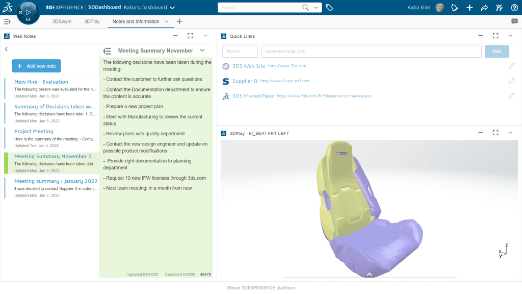 Interfejs roli 3D Swymer na platformie 3DEXPERIENCE
