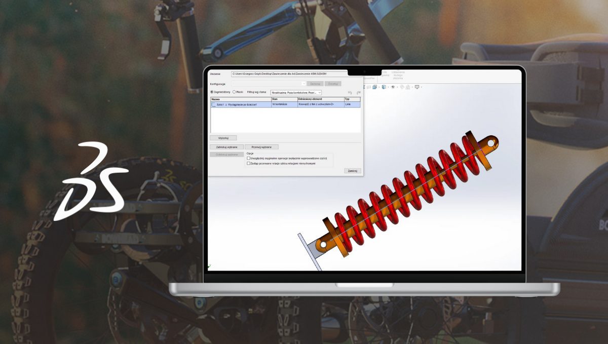 Realistyczna animacja układu zawieszenia w SOLIDWORKS z użyciem odniesień zewnętrznych