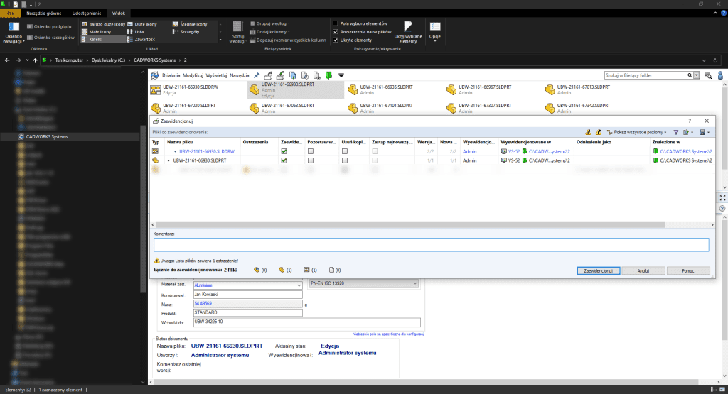 Interfejs SOLIDWORKS PDM