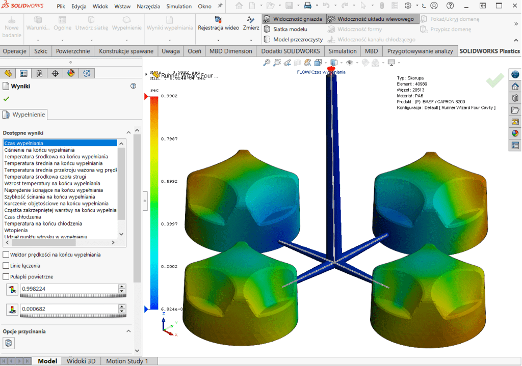 Interfejs SOLIDWORKS Plastics