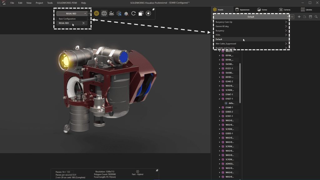 Interfejs SOLIDWORKS Visualize