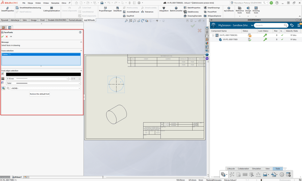 FaceFonts - Jak wykorzystać myCADtools w SOLIDWORKS we współpracy z platformą 3DEXPERIENCE?