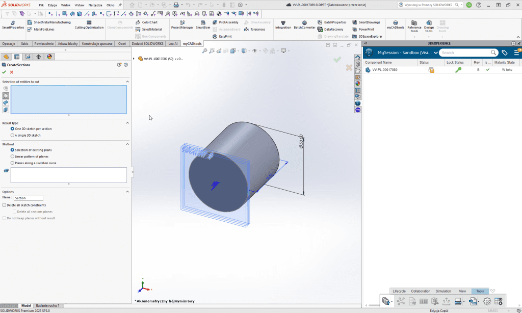 Create Sections - Jak wykorzystać myCADtools w SOLIDWORKS we współpracy z platformą 3DEXPERIENCE?