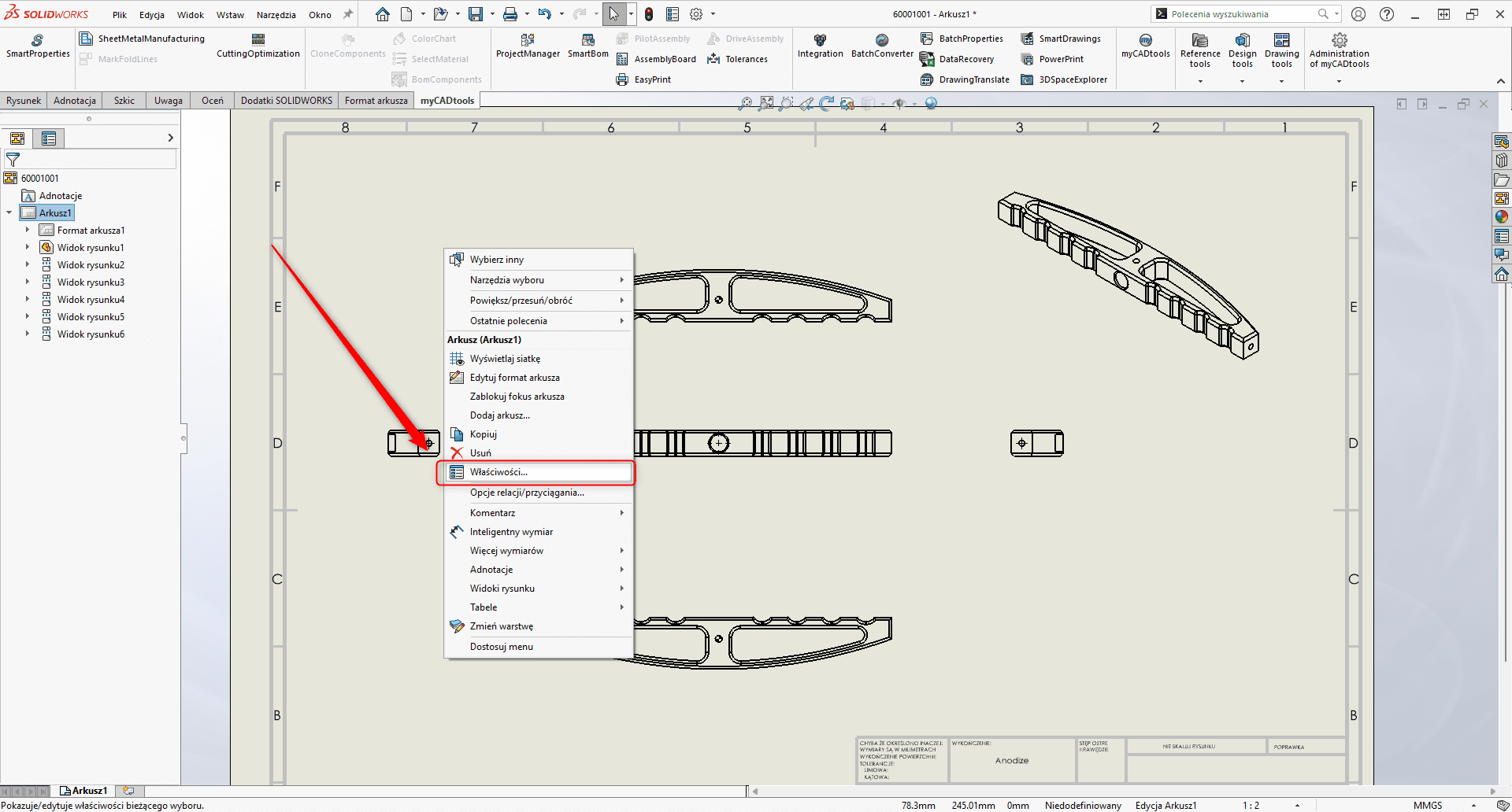 Rzutowanie europejskie vs. amerykańskie w SOLIDWORKS