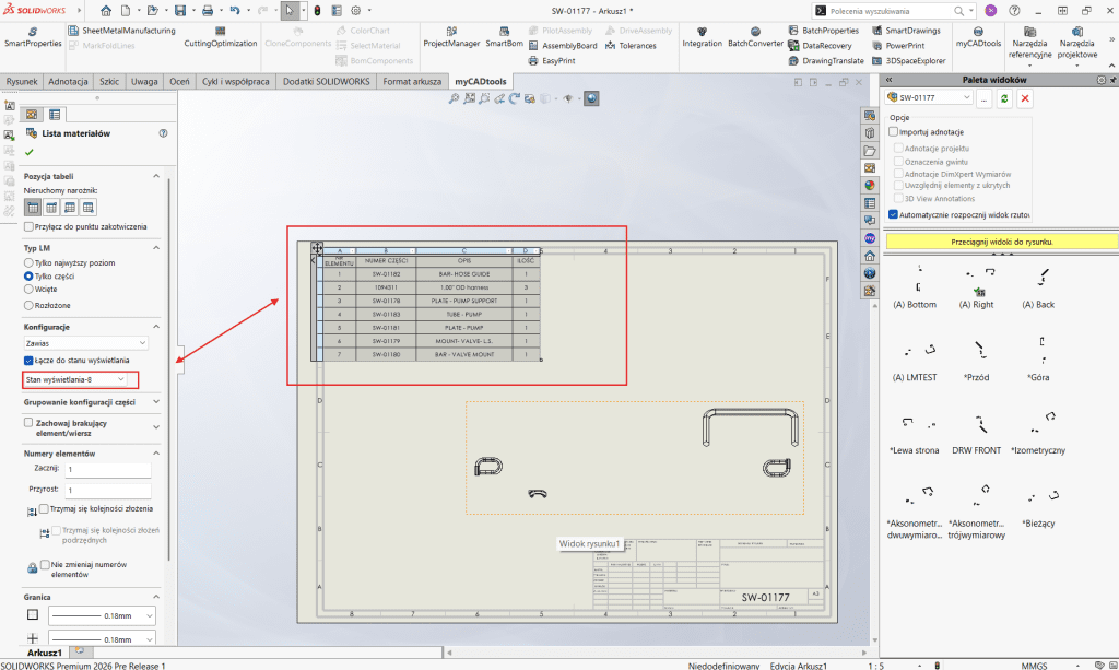 Jak uporządkować i lepiej kontrolować zestawienia materiałów w SOLIDWORKS 2025?