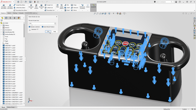 Filtr wyboru dla dużej liczby obiektów