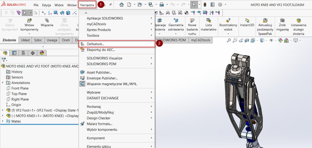 Jak przyspieszyć pracę z dużymi złożeniami w SOLIDWORKS 2025 przy użyciu SpeedPak i Silhouette Defeature?