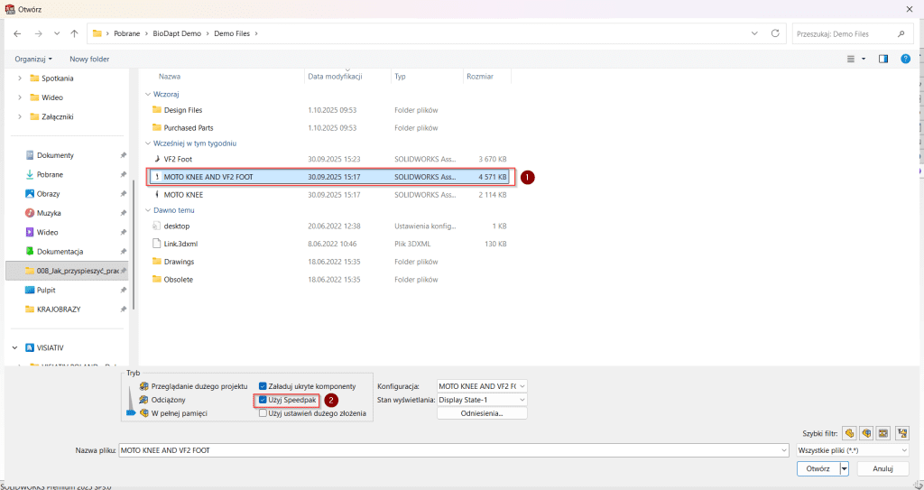 Jak przyspieszyć pracę z dużymi złożeniami w SOLIDWORKS 2025 przy użyciu SpeedPak i Silhouette Defeature?