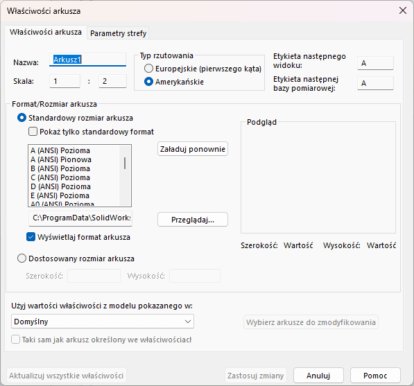 Jaka jest różnica między formatem arkusza, a szablonem rysunku w SOLIDWORKS?