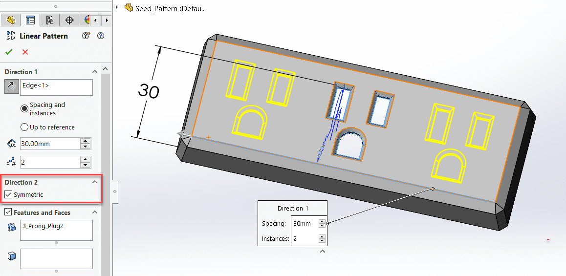 Symetryczne szyki liniowe w SOLIDWORKS