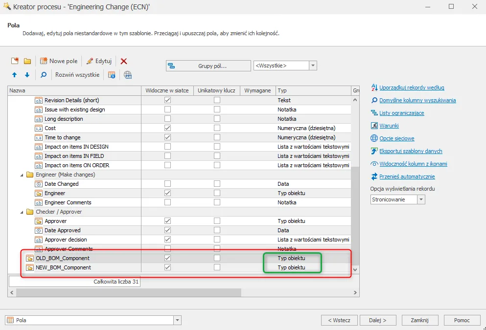 Zamiana elementów BOM w SOLIDWORKS Manage