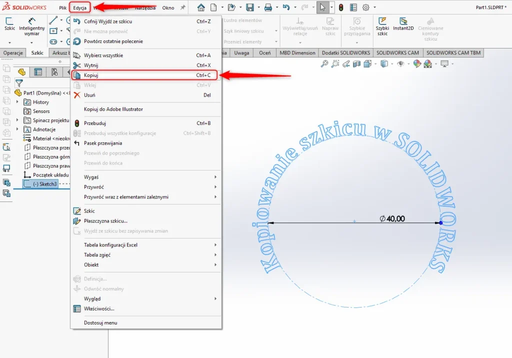 Jak skopiować szkic w SOLIDWORKS?