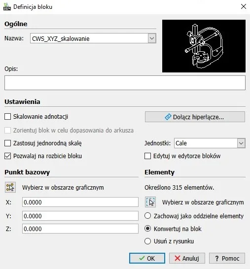 Jak zastosować nierównomierne skalowanie wzdłuż osi X, Y i Z w DraftSight?