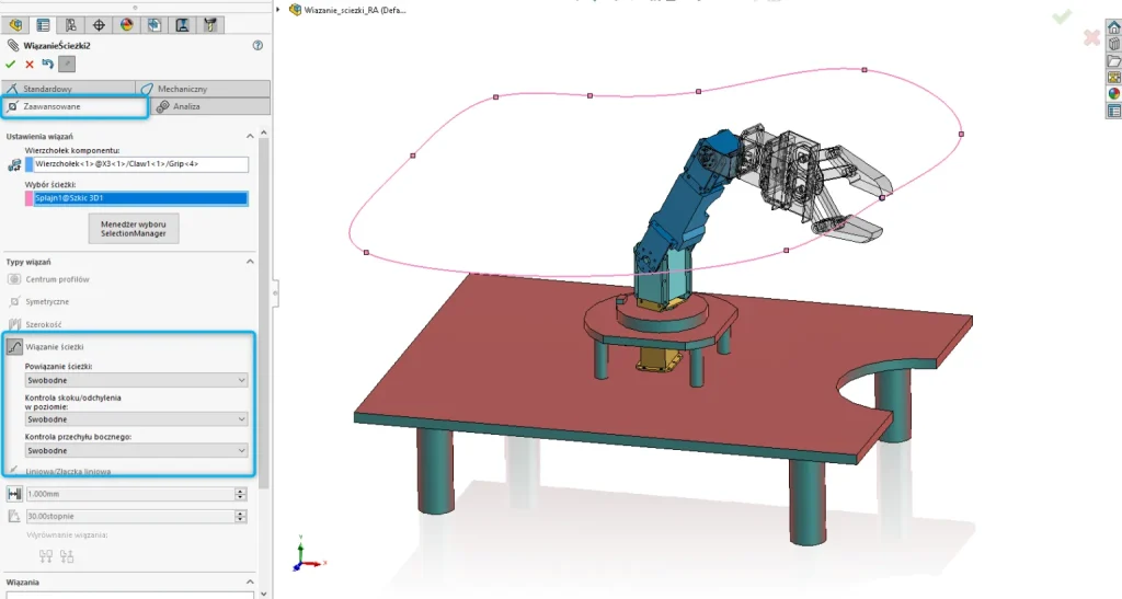 Optymalizacja wiązania ścieżki w SOLIDWORKS