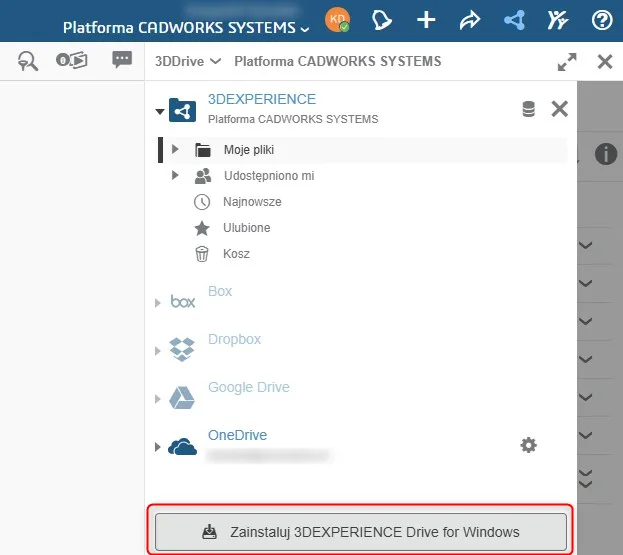 Zainstaluj 3DEXPERIENCE Drive dla systemu Windows.