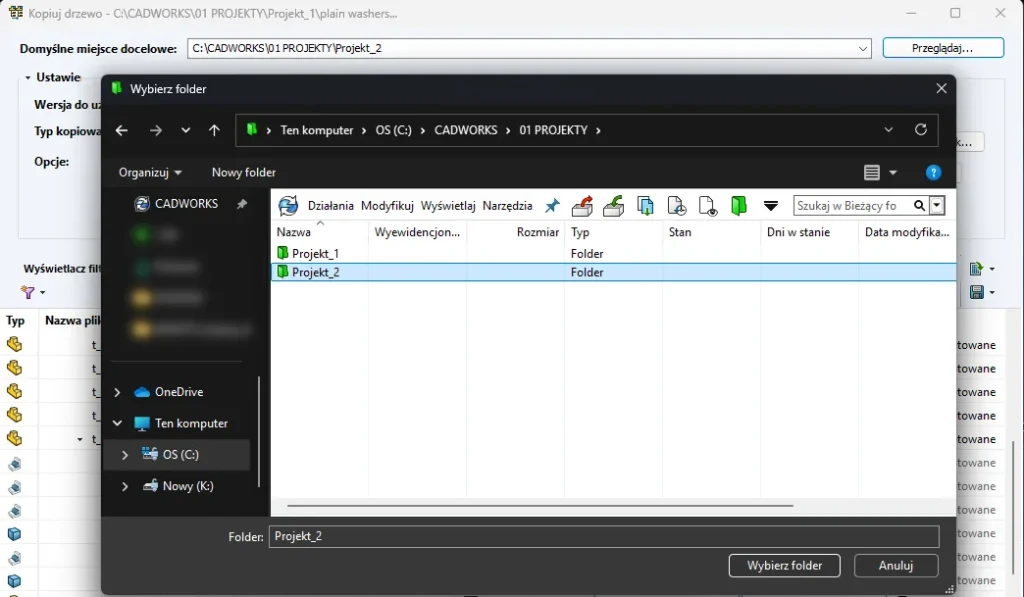 Kopiuj drzewo w SOLIDWORKS PDM