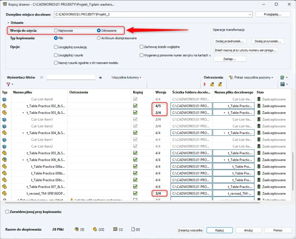 Kopiuj drzewo w SOLIDWORKS PDM