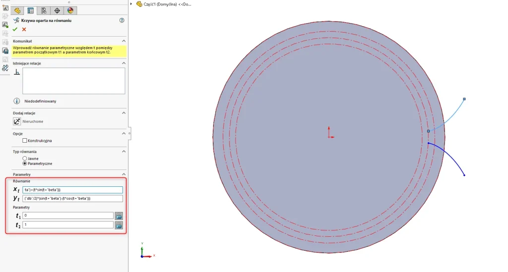 Jak stworzyć ewolwentę koła zębatego w SOLIDWORKS?