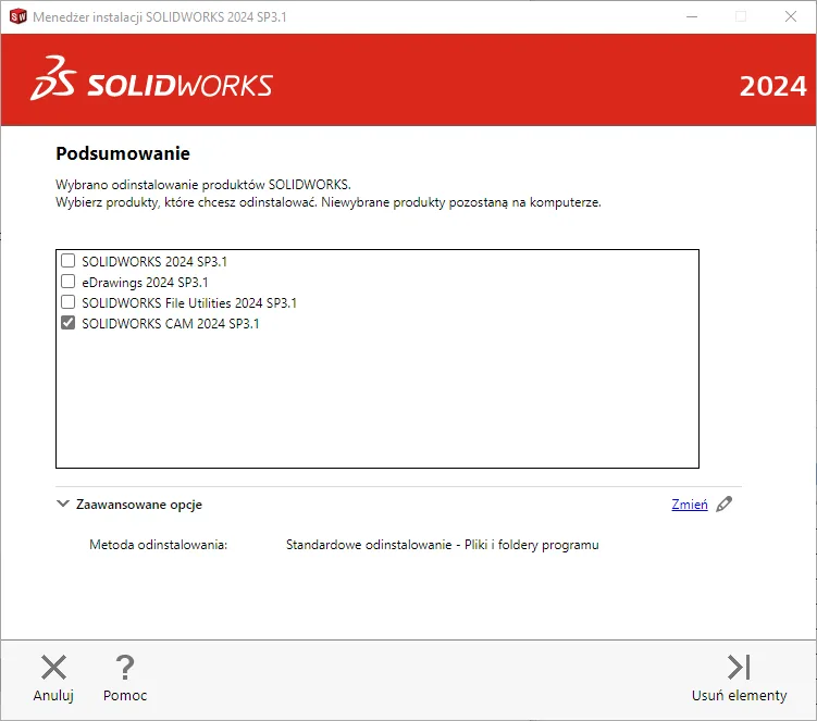 Jak prawidłowo odinstalować SOLIDWORKS?