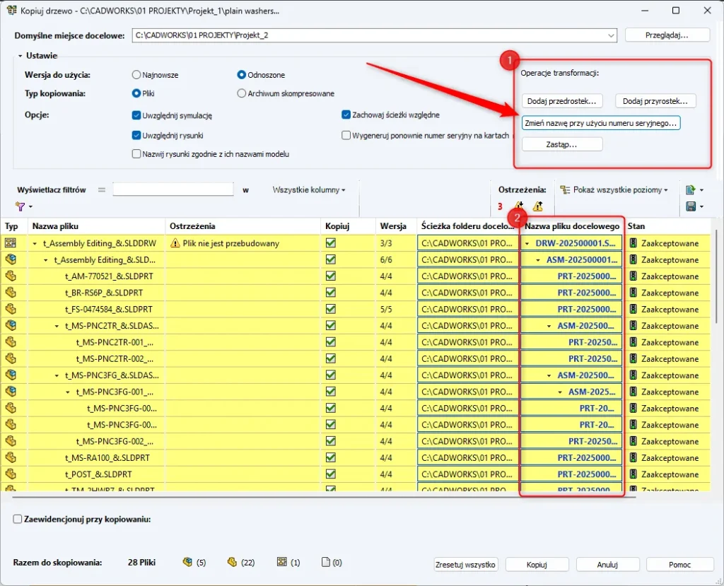 Kopiuj drzewo w SOLIDWORKS PDM
