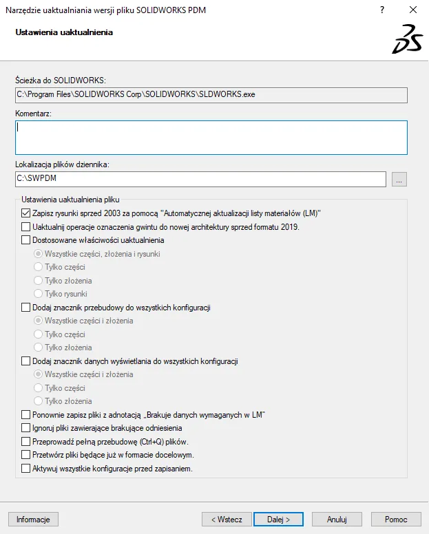 Jak zaktualizować pliki w SOLIDWORKS PDM?