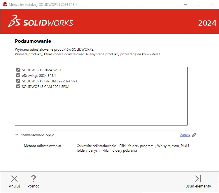 Jak prawidłowo odinstalować SOLIDWORKS?