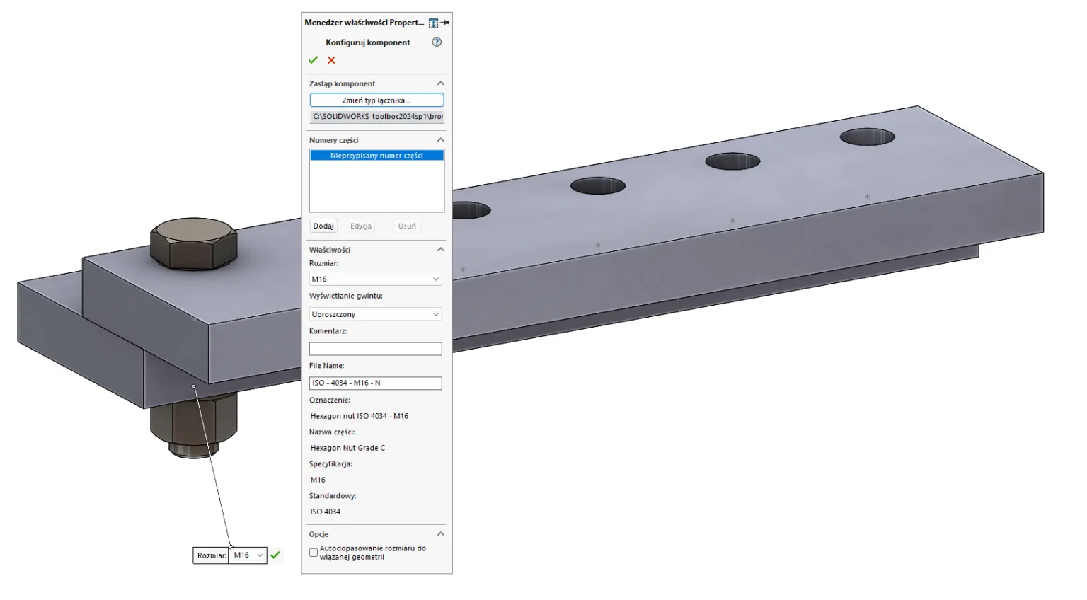 Połączenia śrubowe w SOLIDWORKS