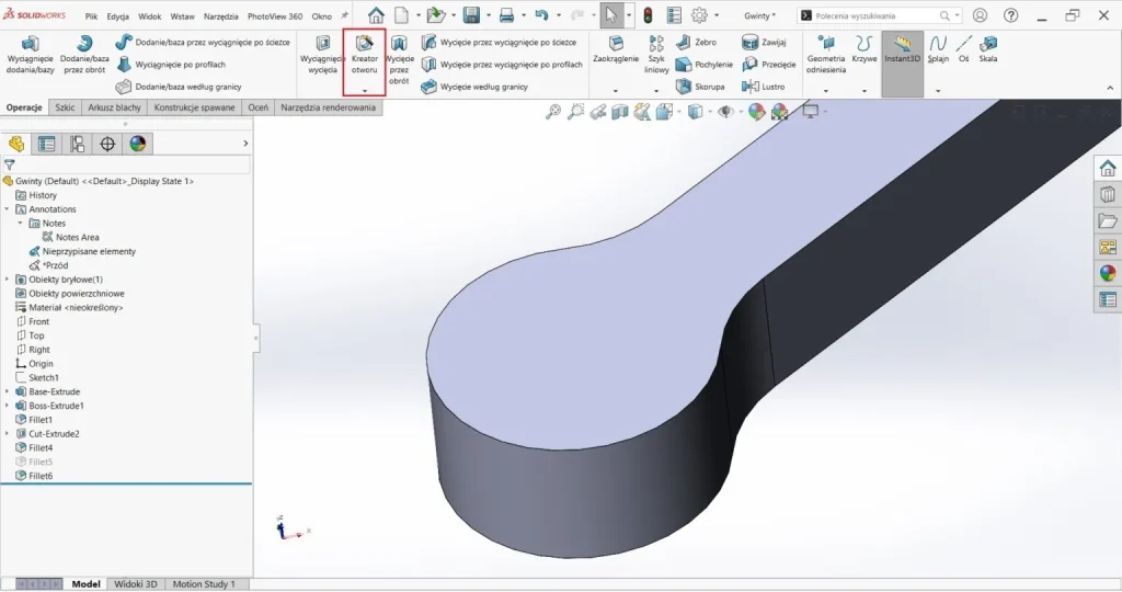 Jak używać kreatora gwintów w SOLIDWORKS CAD?
