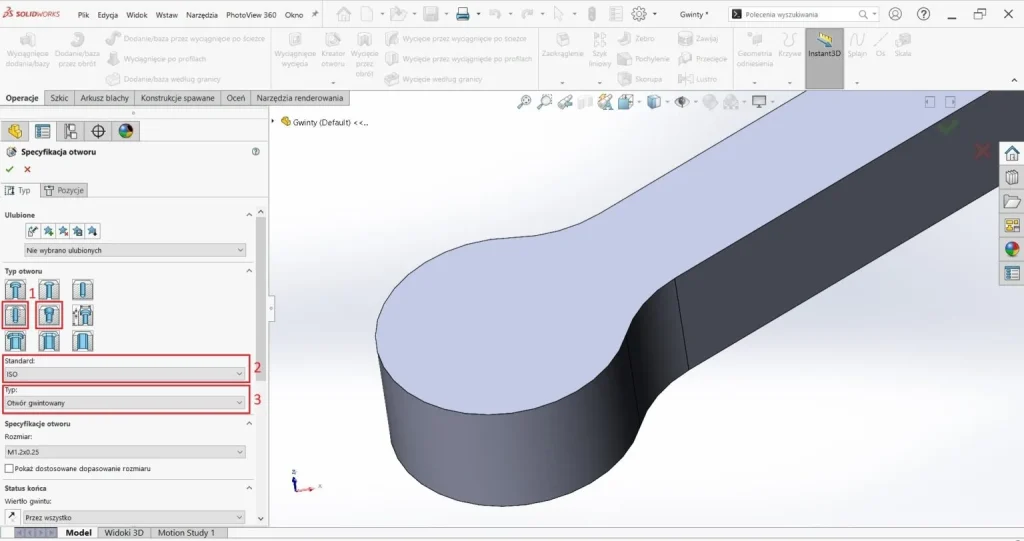 Jak używać kreatora gwintów w SOLIDWORKS CAD?