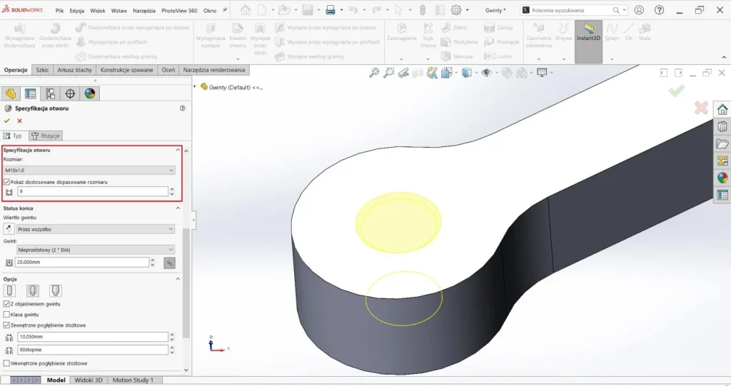 Jak używać kreatora gwintów w SOLIDWORKS CAD?