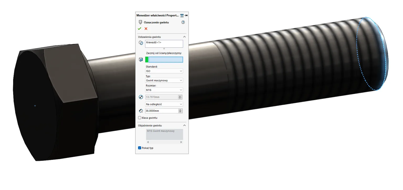 Połączenia śrubowe w SOLIDWORKS