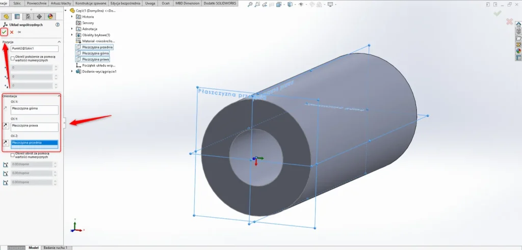 Eksport współrzędnych punktów w SOLIDWORKS