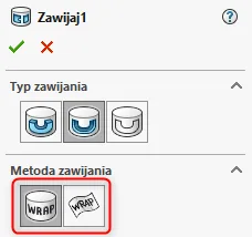 Jak wykorzystać funkcję Zawijaj na stożkowej powierzchni w SOLIDWORKS?