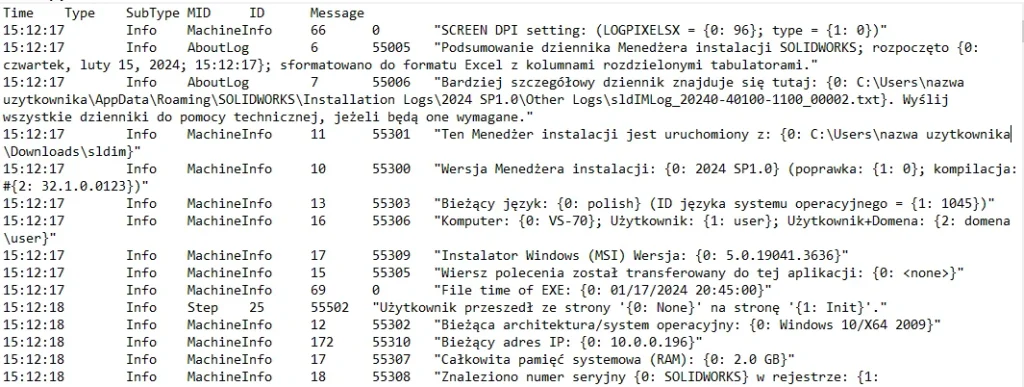 Jak interpretować wygenerowane pliki instalacyjne SOLIDWORKS?