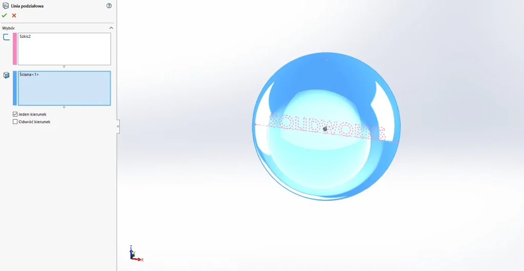Jak nanieść szkic SOLIDWORKS na zakrzywioną powierzchnię przy użyciu linii podziału?