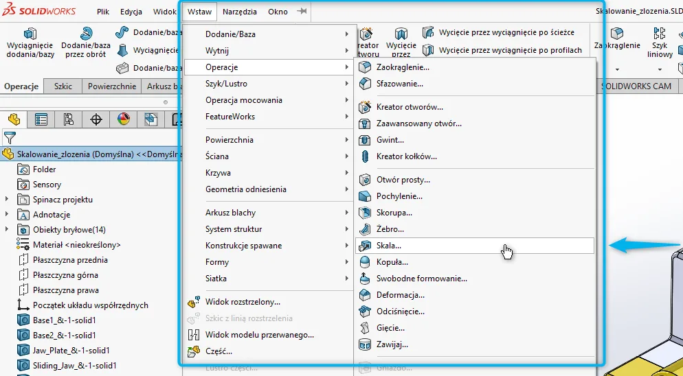 Jak skalować złożenie w SOLIDWORKS?
