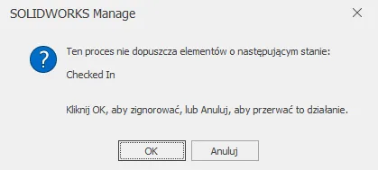 Jak rozwiązać problem z wysyłaniem rekordów do procesu w SOLIDWORKS Manage?
