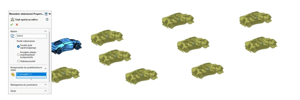 Jak korzystać z funkcji Szyk oparty na szyku w SOLIDWORKS?