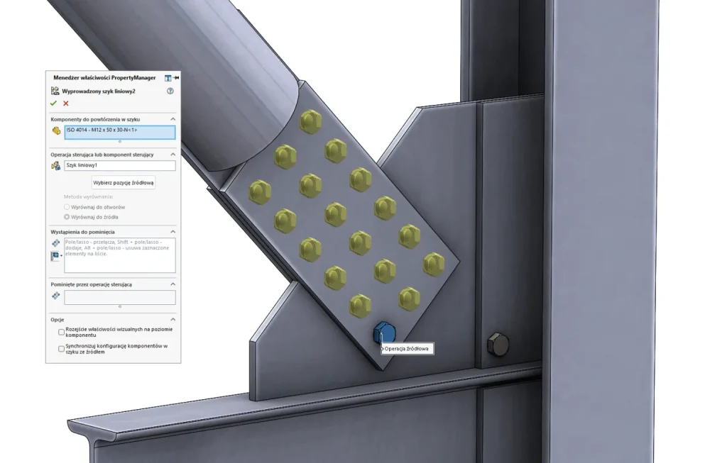 Jak korzystać z funkcji Szyk oparty na szyku w SOLIDWORKS?